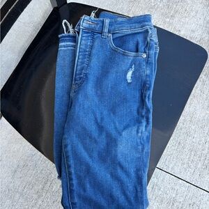 Express Distressed Blue Straight Leg Jeans